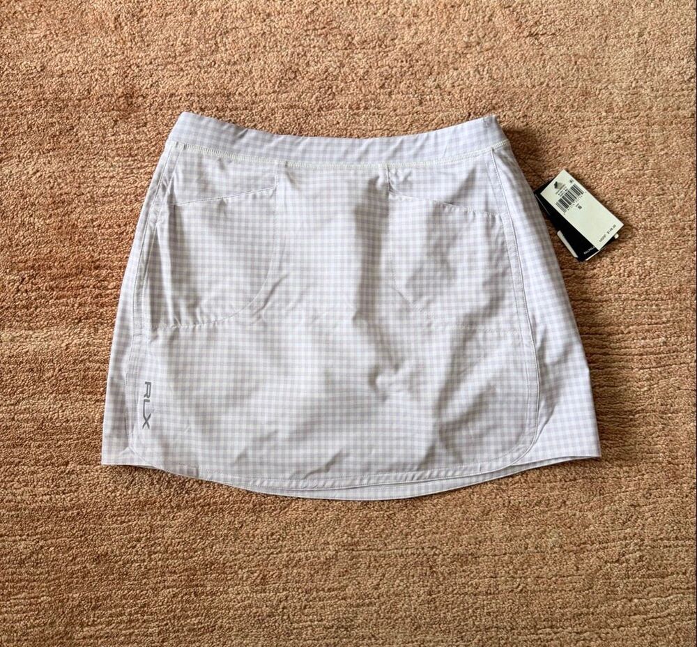 RLX Ralph Lauren Golf Gingham Skort S Purple White NWT